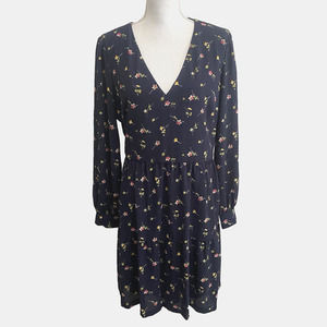 Lauren Ralph Lauren Womens‎ Sz 16 Dress A-Line Blue Ditsy Floral Lined Tiered